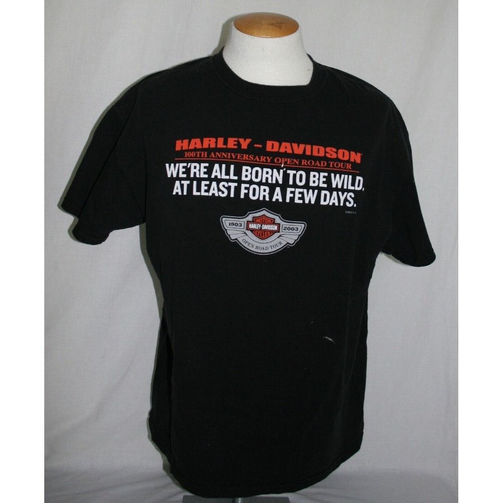 Harley-Davidson Men's Tee 100th Anniversary Open Road Tour Born to Be Wild SZ XL